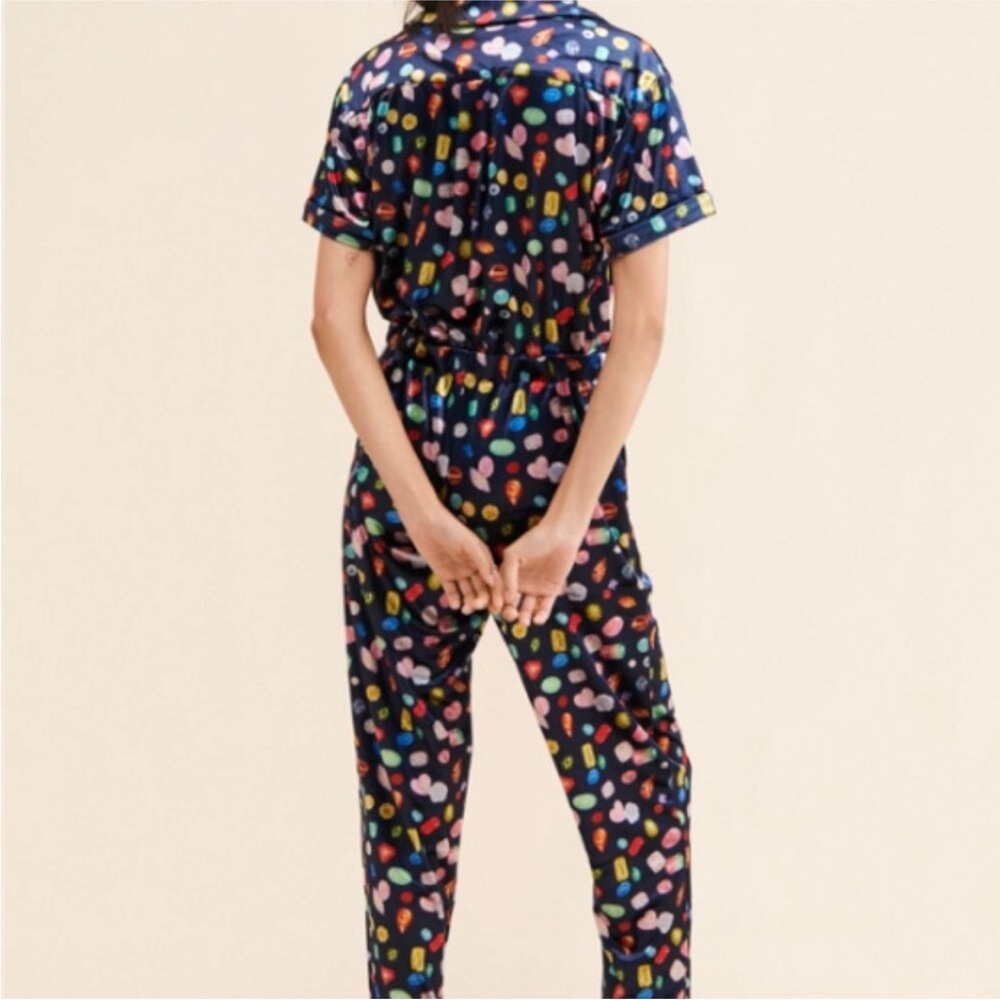 Rachel Antonoff x Nuuly Velvet velour jewel print jumper coverall romper Small - Picture 4 of 5
